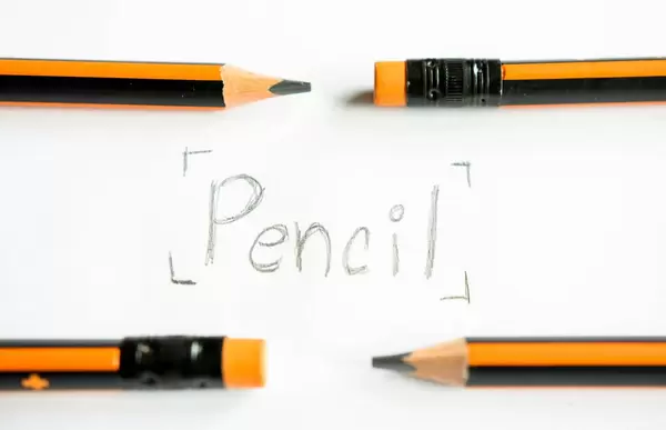 PENCIL word with pencils on top and bottom