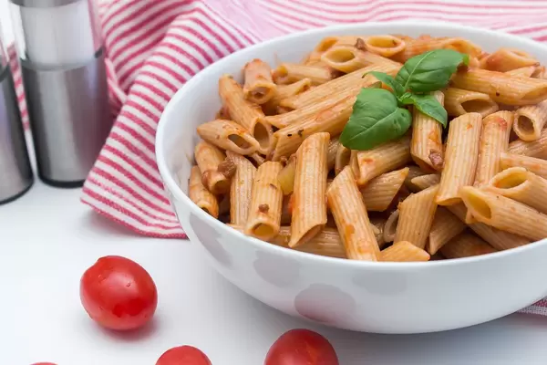 Penne Pasta Close Up with Tomato Sauce   Flip 2019