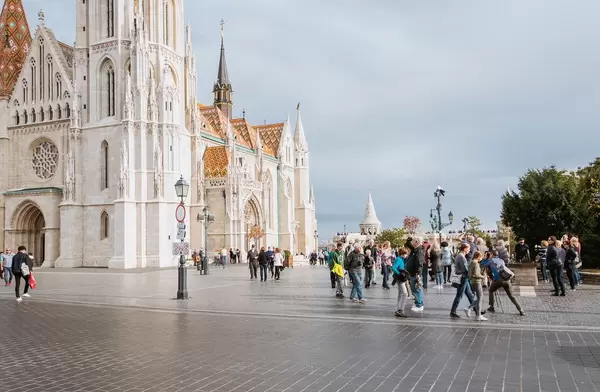 People in for or St. Matthias Church in Budapest