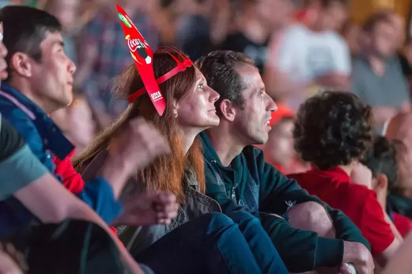 People watching the finals at fan fest Moscow