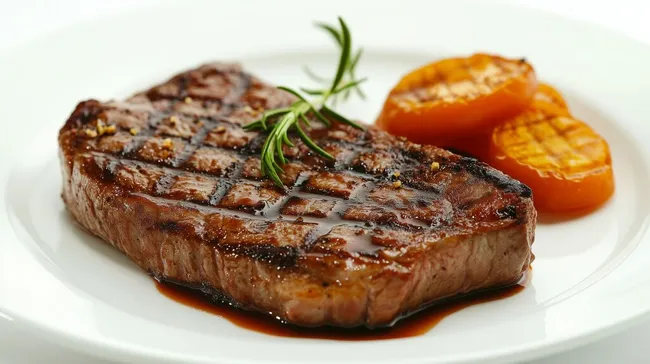 Perfekt gegarter Rinderbraten mit karamellisierten Kartoffelspalten