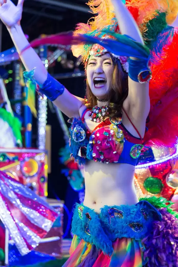 Performer giving it everything at the Robot Restaurant in Shinjuku, Tokyo