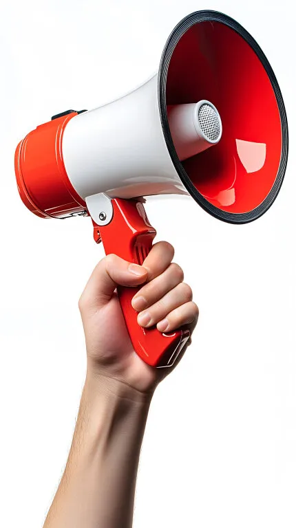 Person hält lautes Megafon in der Hand