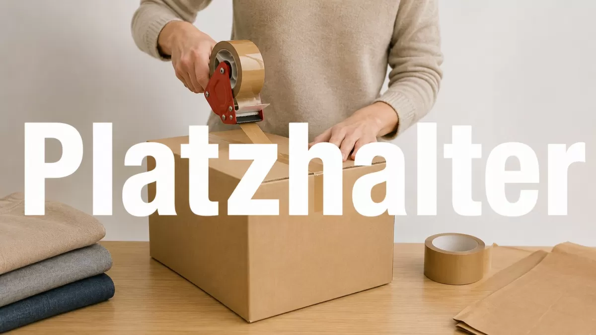 Person klebt Karton mit Packband zum Versand zu