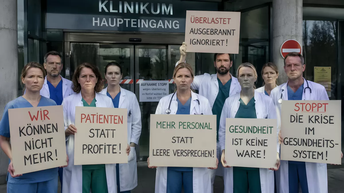 Personal protestiert gegen Krankenhausreform