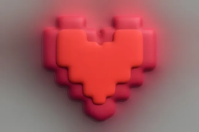 Perspektivisches 3D-Herz in Rottönen