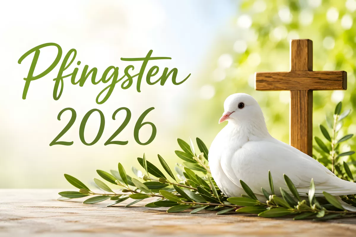 Pfingsten 2026 – Taube, Holzkreuz und Olivenzweige
