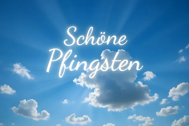 Pfingsten-Grüße unter blauem Himmel und Wolken