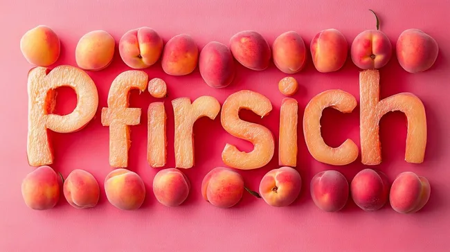 Pfirsiche in Form von 'Pfirsich' angeordnet