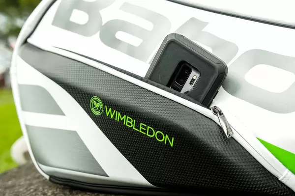 Phone in a tennis bag phone pocket