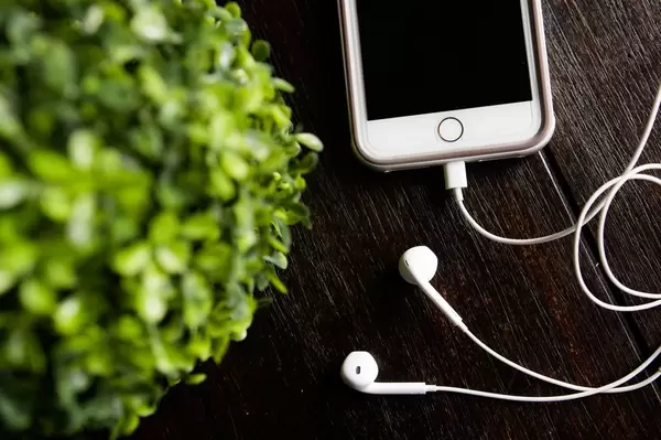 Phone with earphones connected