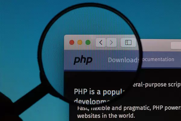 PHP website under magnifying glass