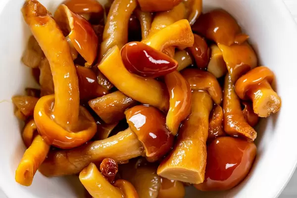 Pickled mushrooms honey agaric close-up