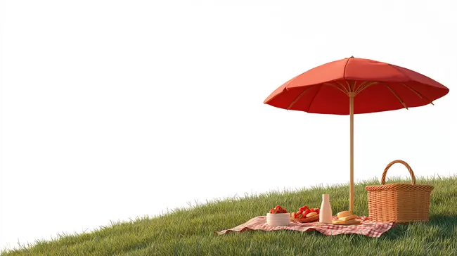 Picknick am Sommerhügel: Entspannung unter sonnigem Schirm