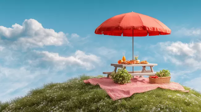 Picknick-Idylle auf grüner Wiese