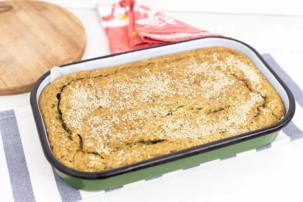 Pie with Spinach in the baking tray