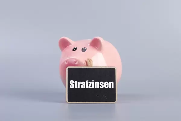 Piggybank with Strafzinsen text