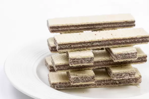 Pile of Chocolate Wafers served on the plate