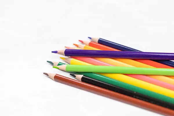 Pile of Colorful Wooden Pencils with copy space