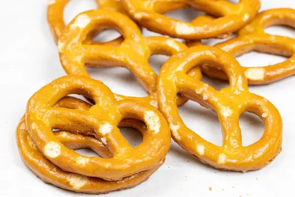 Pile of Pretzels in closeup macro image concept