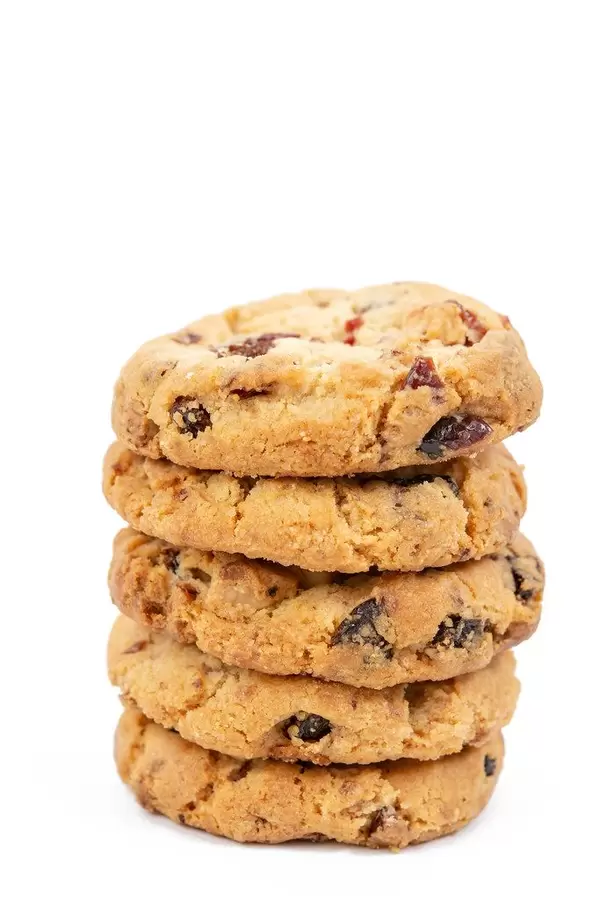 Pile of Round Biscuits with Raisins