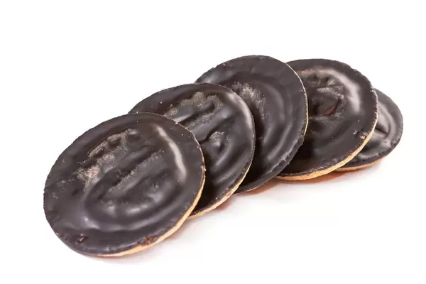 Pile of Round Cookies with Chocolate and Orange