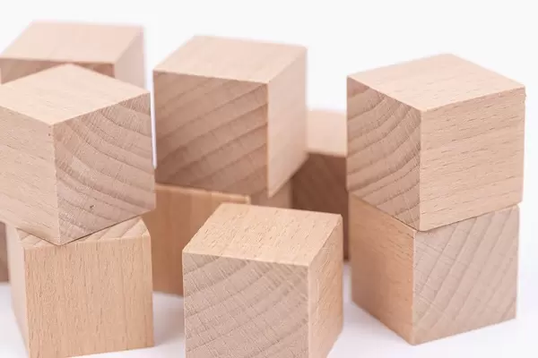 Pile of Wooden Cubes with copy space