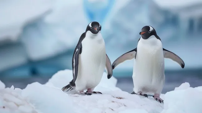 Pinguine im Schnee der Antarktis