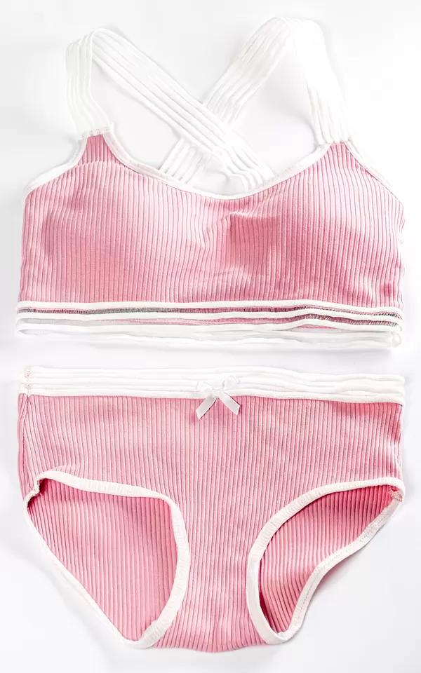 Pink sports lingerie set on white