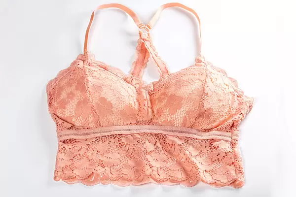Pink womens bra with lace
