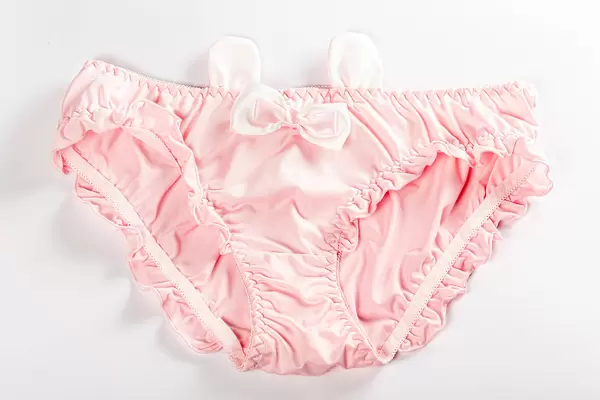 Pink women's panties with bow and ears