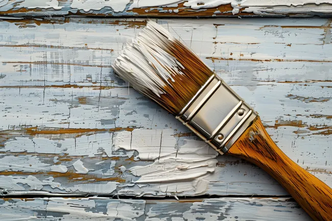 Pinselstrich auf gealterter Holzoberfläche