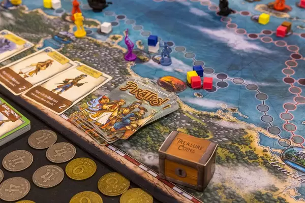 Pirates Brettspiel aufgebaut in der Nahaufnahme