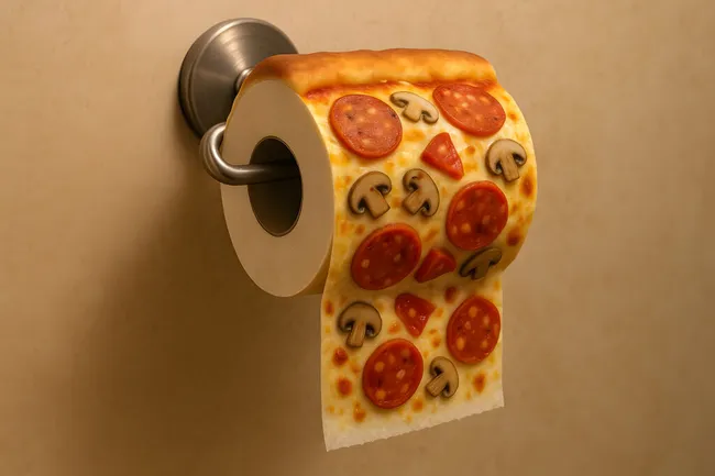 Pizzarolle in Papierformatklopapier