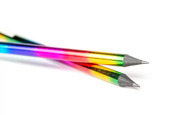 Plain pencils with bright rainbow colors