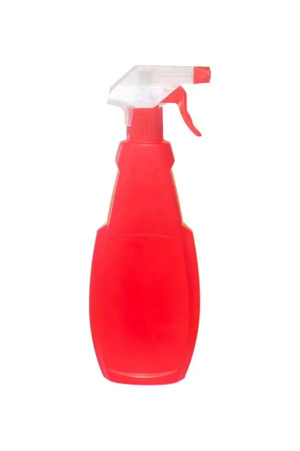 Plastic bottle of cleaning product isolated on white background  Flip 2019