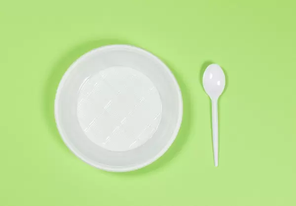 Plastic plate and spoon
