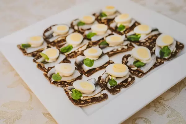 Plate Of Anchovies And Egg Canape Snacks (Flip 2019)