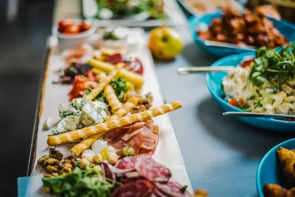 Plate of Cheese and Meat Snacks