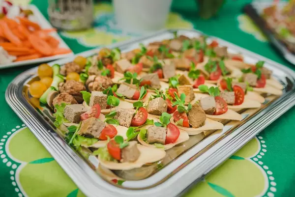 Plate Of Duck Pate Canape With Tomatoes