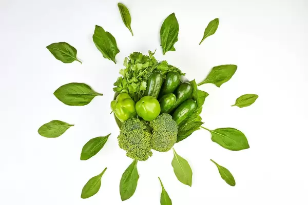 Plate of fresh green vegetables for healthy dieting