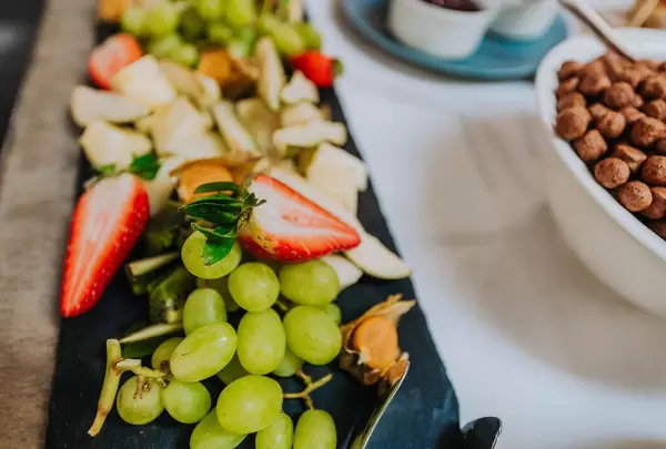 Plate Of Grapes And Strawberries