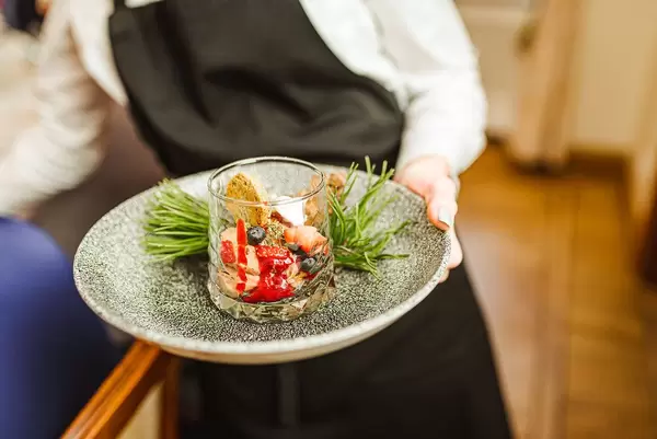 Plate Of Juniper And Cream And Berries