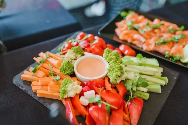 Plate Of Seasonal Vegetables With Sauce (Flip 2019)