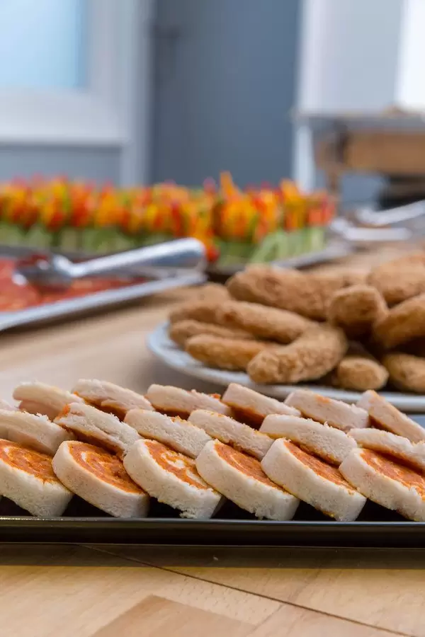 Plates with different kinds of finger food