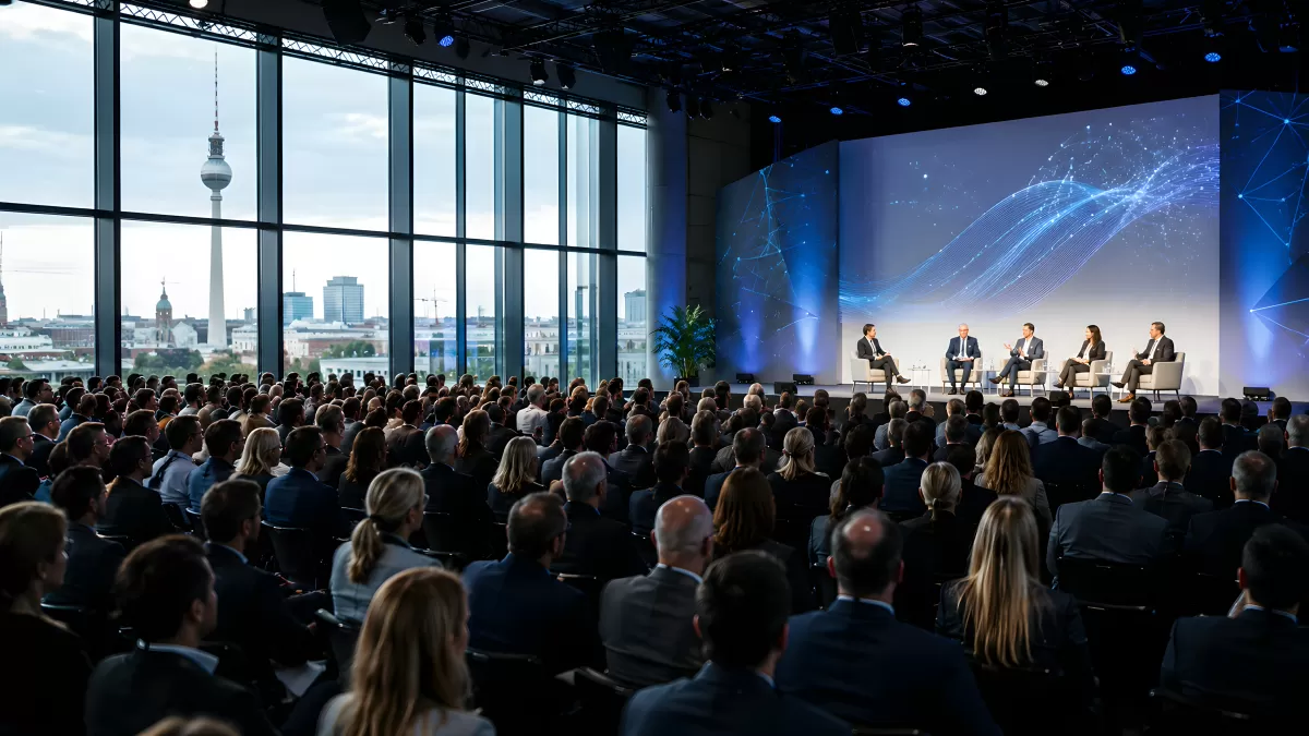 Podiumsdiskussion in modernem Konferenzsaal Berlin