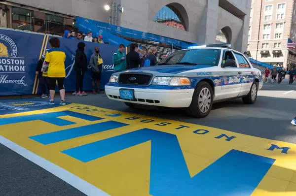 Police Car at Boston Marathon Finish Line