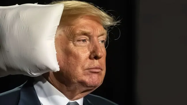 Politiker mit Kopfkissen - humorvolle Darstellung