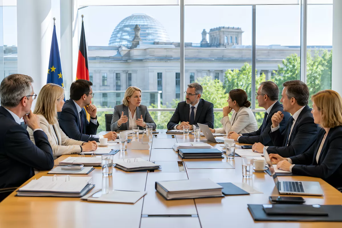 Politische Konferenz im Berliner Regierungsgebäude