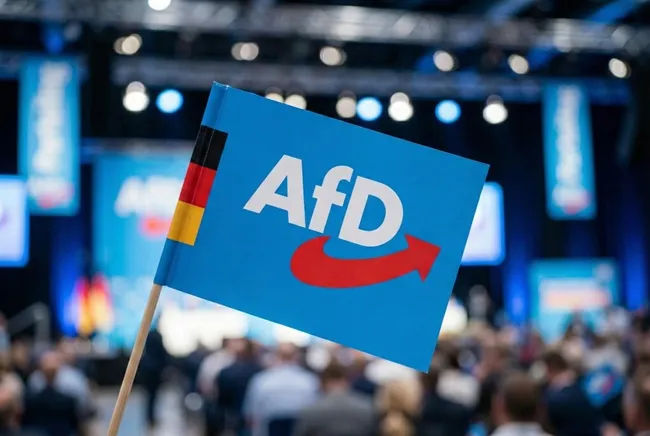 Politische Parteifahne auf Veranstaltung